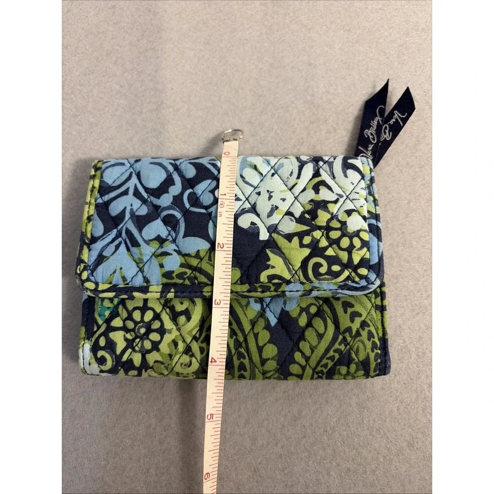 Vera Bradley  Trifold Wallet  Quilted Fabric Blue Green Summer Casual